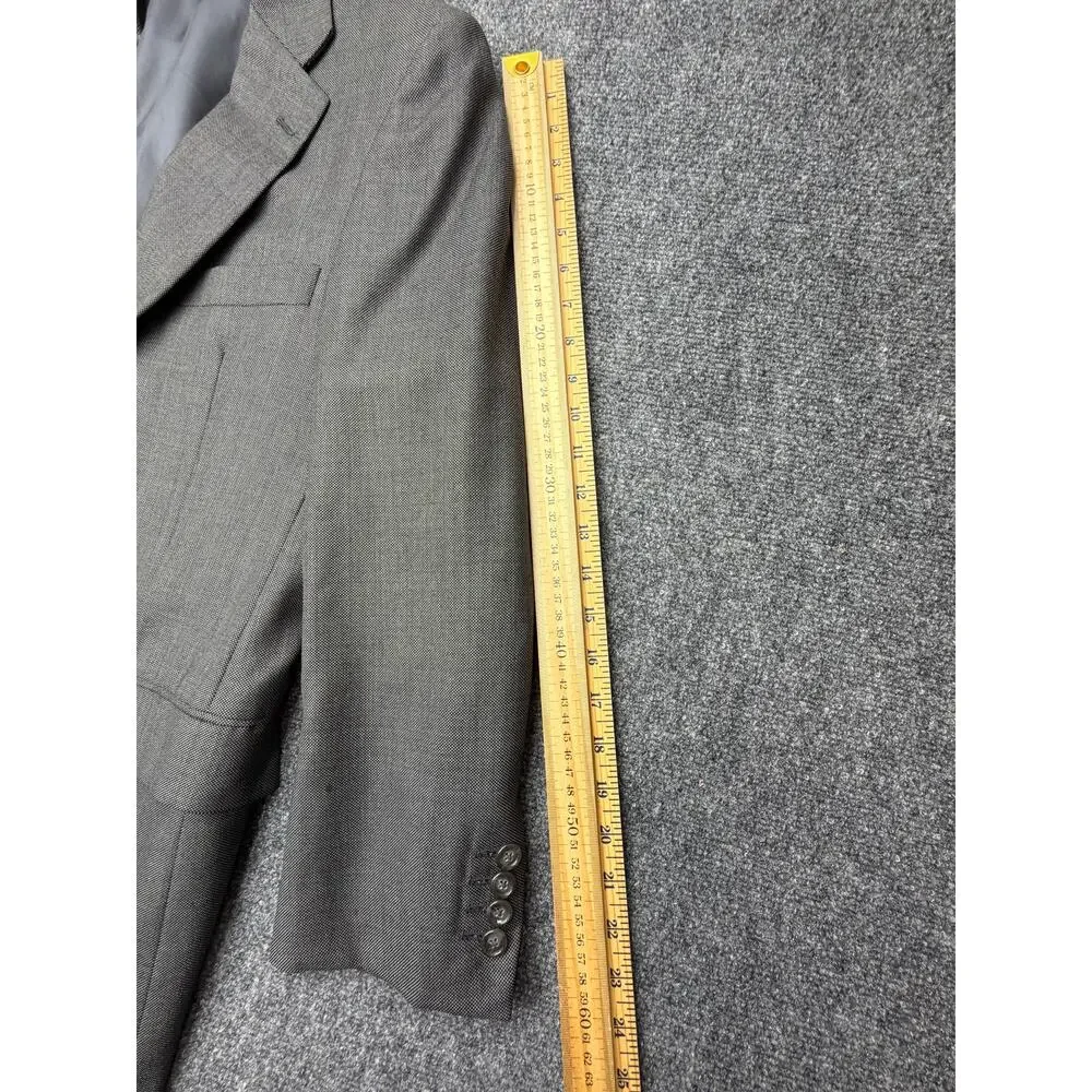 Hickey Freeman 44L Loro Piana Super 120s Wool Sport Coat Gray Made USA
